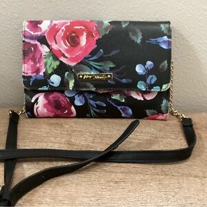 Betsey Johnson Black Floral Crossbody Bag